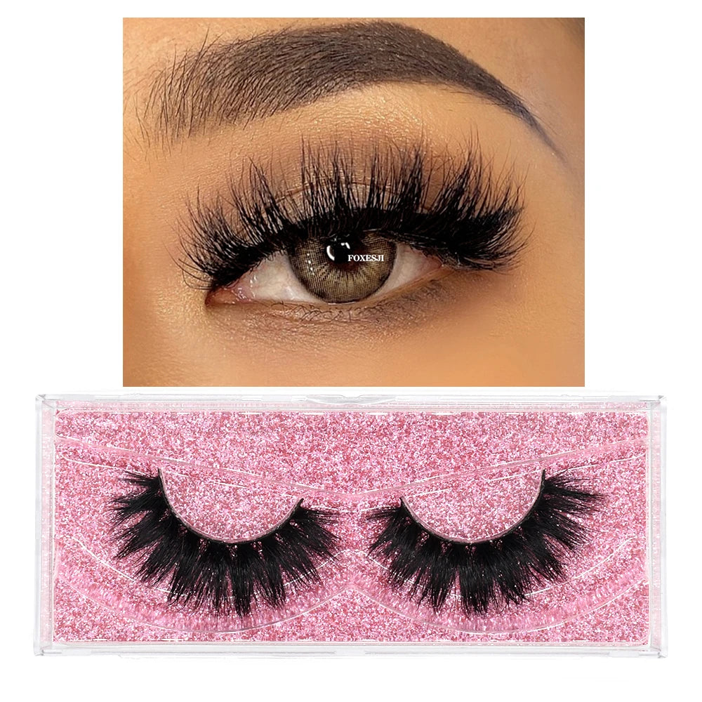 FOXESJI Makeup Eyelashes 3D Mink Lashes Natural Long Lasting Wispy Soft Eyelash Extension Fluffy Eye Lashes Mink False Eyelashes