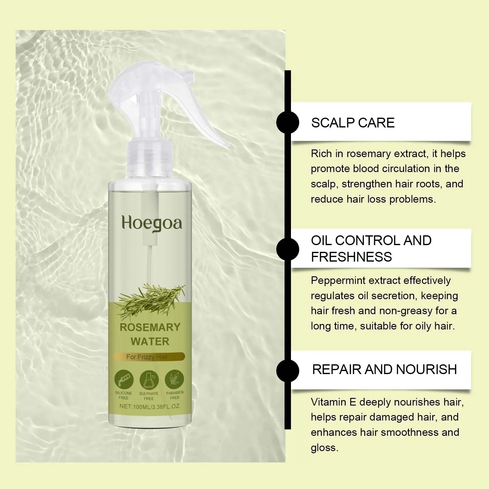 Hair Conditioner Spray Rosemary Smooth Lightweight Moisturizing Soft Fragrance Retention Toughness Damage Hair Repair Solution