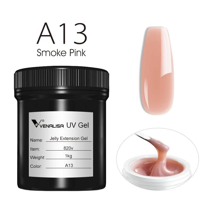 VENALISA Jelly Gel Large Volume 1L Jelly Nude Collection Not Burning Soak Off UV LED Soft Extension Gel Nail Gel Nail Manicure