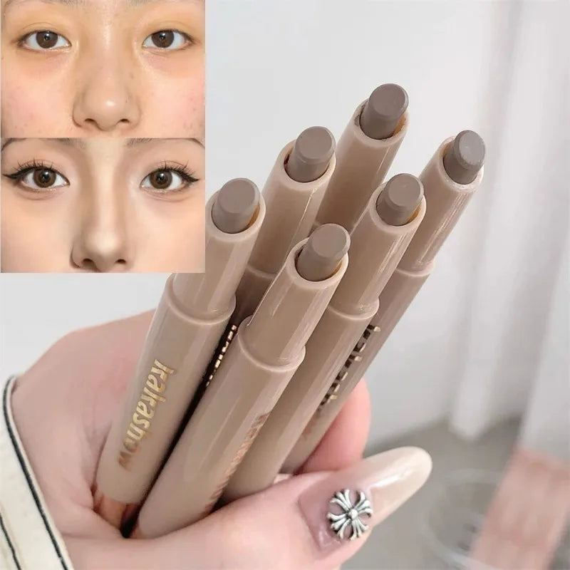 2in1 Contouring Stick with Brush Long Lasting Corrector Nose Shadow and 3D Face Contouring Neutral Bronzer Makeup Stick Cosmetic