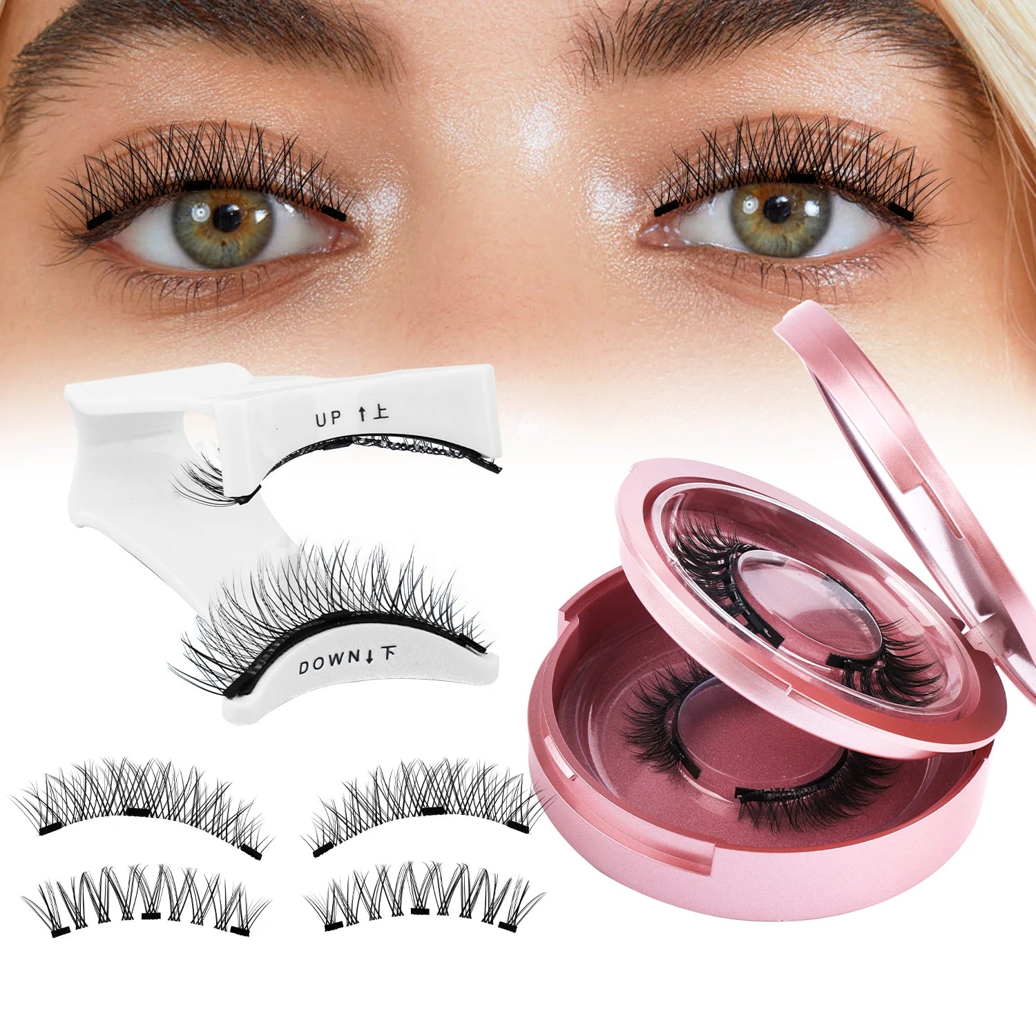 GEMERRY Magnetic Eyelashes with Applicator Natural Look Reusable Soft Strip False Lashes No Glue Makeup Kit Easy to Wear  Remove