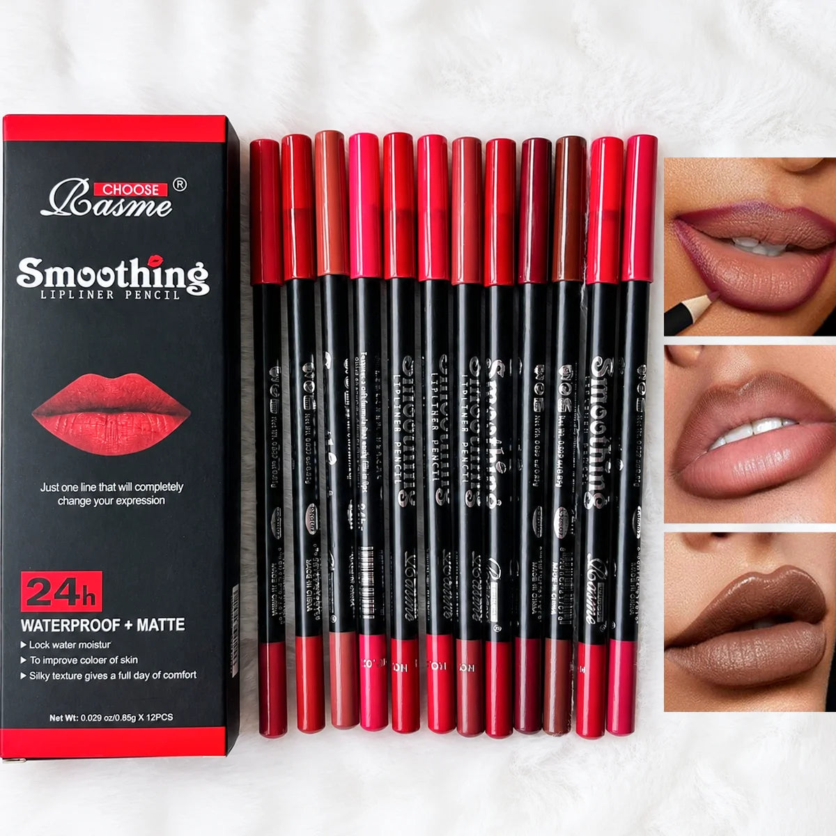 24Color Matte Lip Liner Pencil Set, Long Lasting Waterproof Smooth Lip Liners, Velvet Lip Pencils for Lips Makeup, Nude Red Brown Lip Liner Kit for Women Daily Party Cosmetics