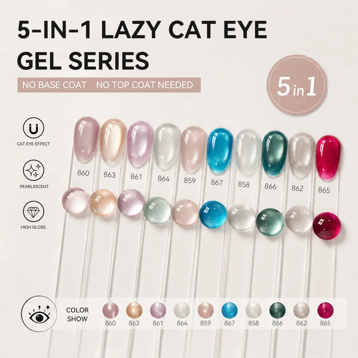 MAYCHAO 5 In 1 Cat Eye Gel Polish Magnetic Cat Nail Gel One-step Gel Polish Nail Art Varnish Multi-use Nail Polish UV LED Gel