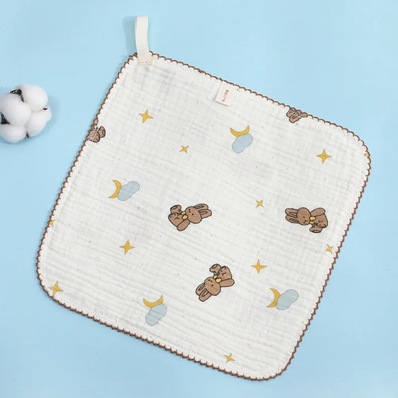 Washcloth Facecloth Baby Cotton Square Towels Handkerchief Muslin Cloth Feeding Bib Infant Wash Hand Face Wipes