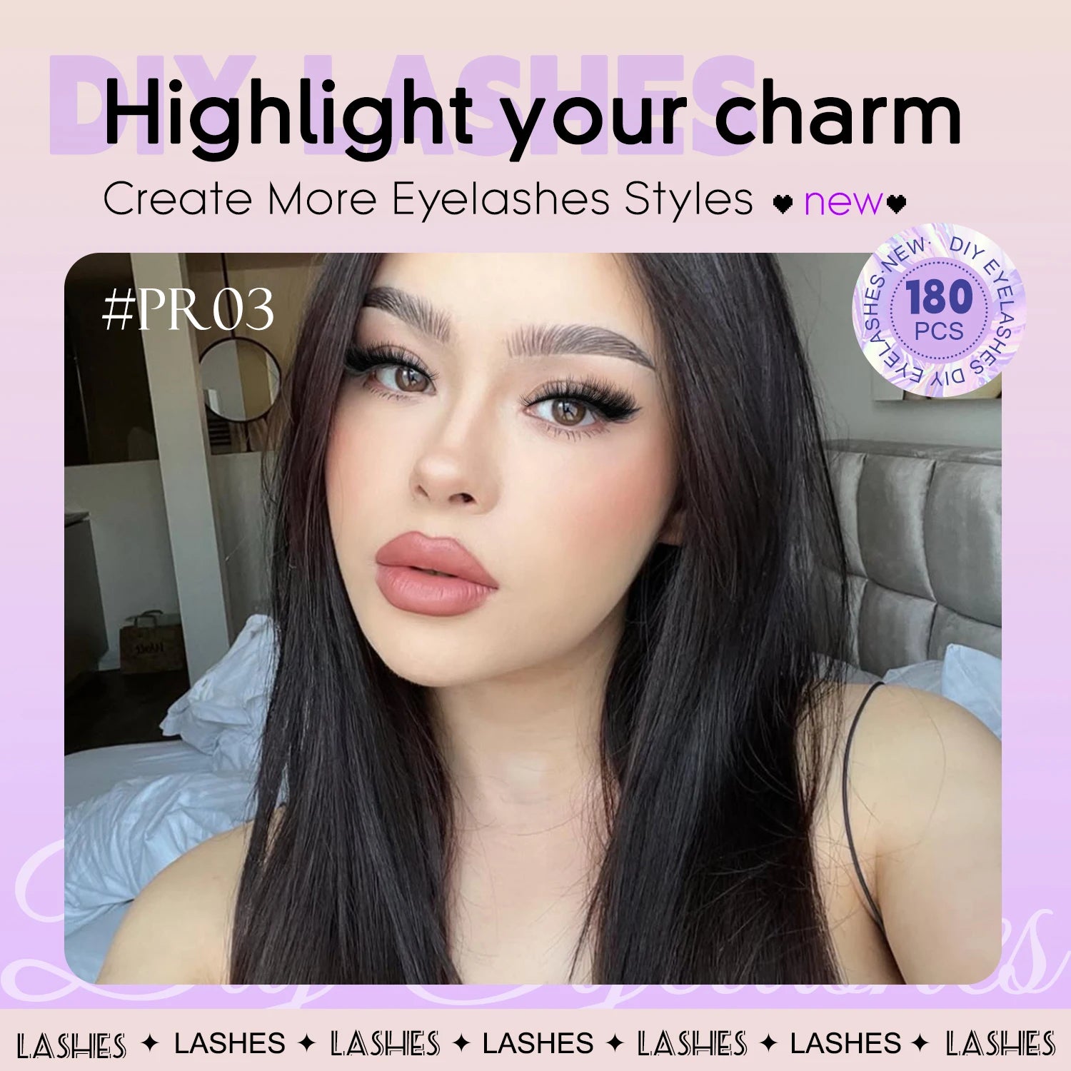 LASVIREY DIY Lash Clusters with Manga Spiky Lashes Fluffy Fake Eyelashes Mixed Tray Fluffy Individual Lashes Extension Makeup