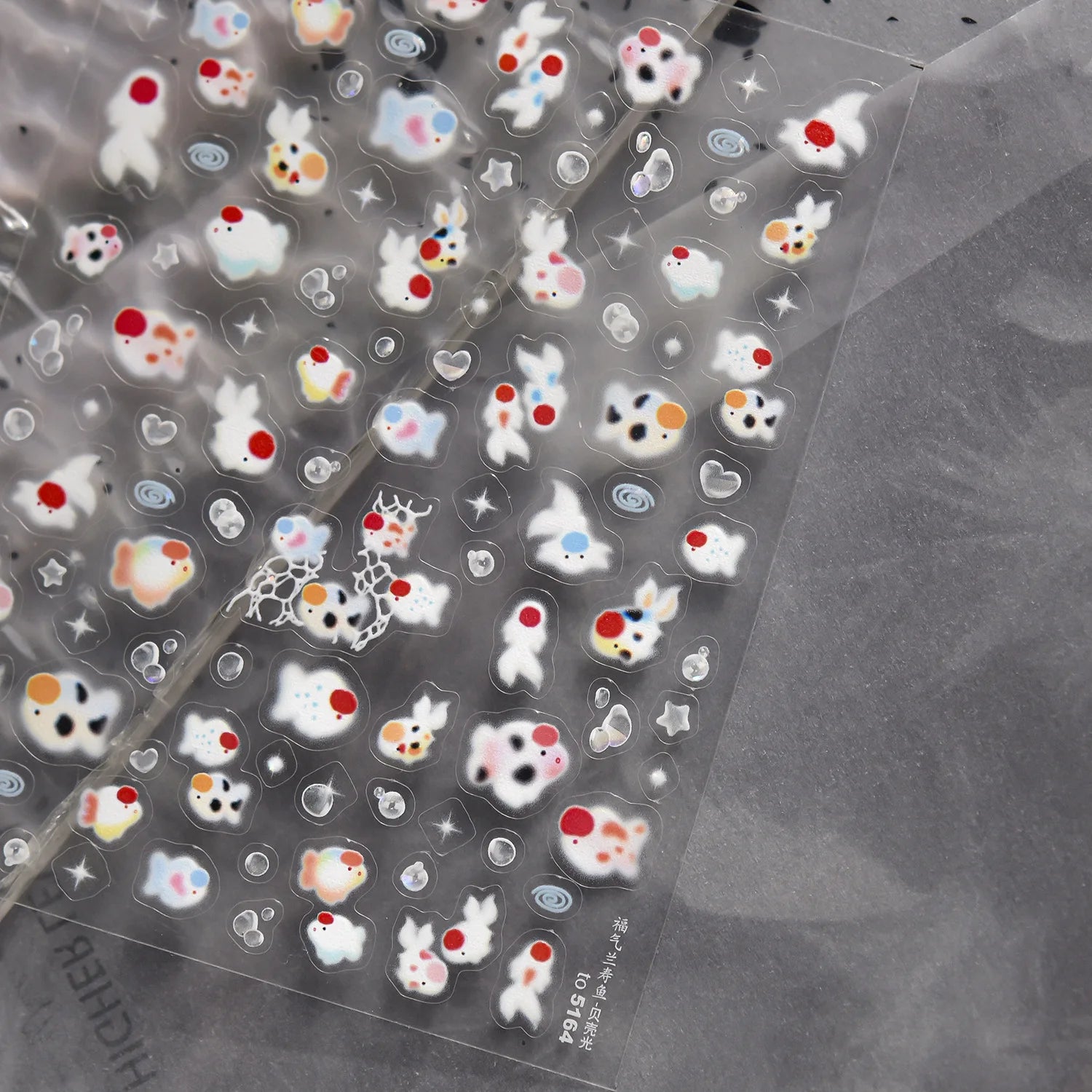 5D Rich Goldfish Nail Stickers Lotus Carp Ribbons Nail Art Appliqués Handmade Creative Nail Art Decorations