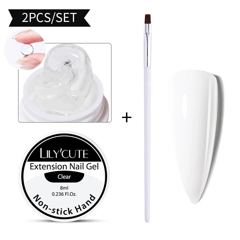 LILYCUTE 7ml Auroras Non Stick Hand Solid Extension Gel Nail Polish 3D Carving Flower Soak Off Nail Art Acrylic Hard Gel Varnish