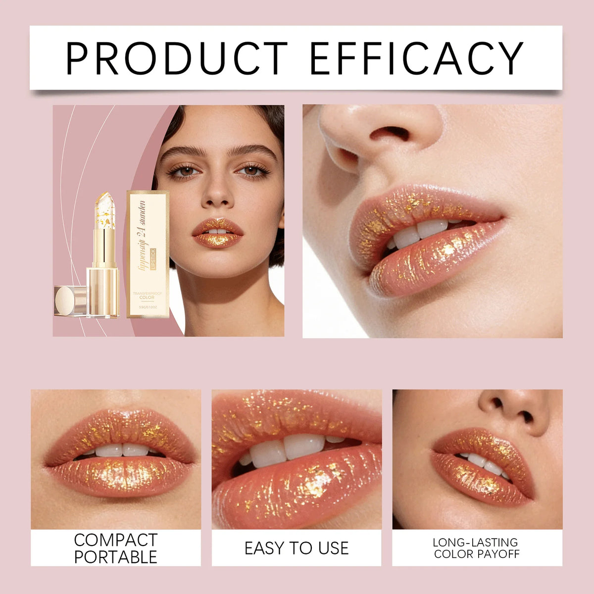 Gold Foil Color Changing Lipstick Fade Lip Line Enhance Plumpness Moisturizing Lip Perfect Daily Makeup Hyaluronic Acid Lip Balm