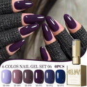 1/6pcs XEIJAYI  Purple Gel Nail Polish Set, 15ml French Nail Gel Polish, Soak Off UV Light Cure Gel Polish For Nail Decoration