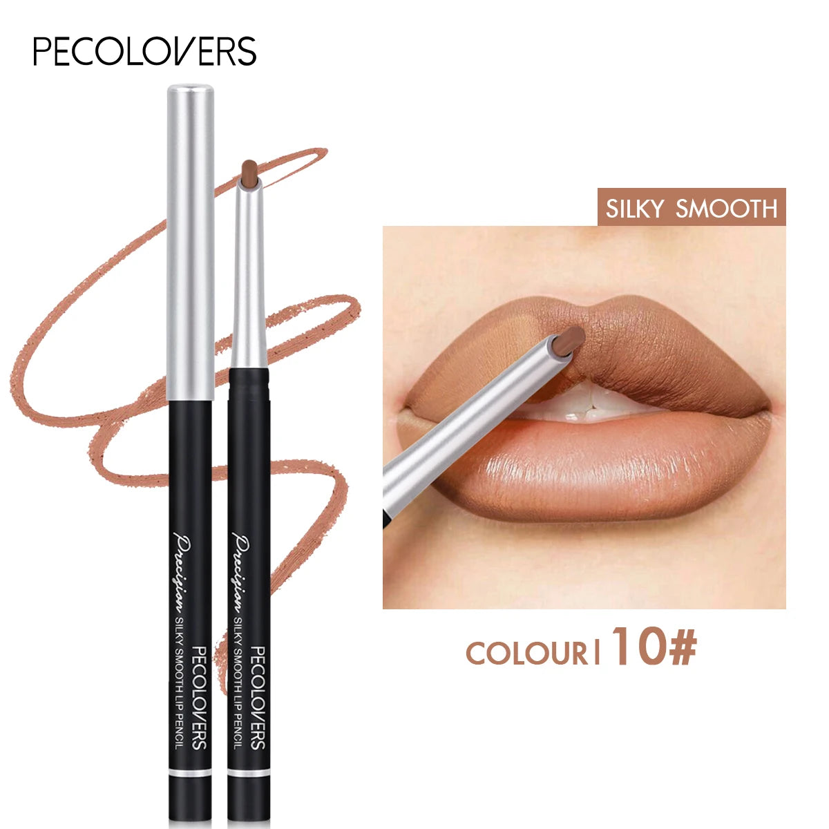 Long Lasting Velvety Lip Liner &Eyeliner Waterproof Sweatproof Dual-Purpose Easy Glide Nude Lipstick Pen Makeup Tool