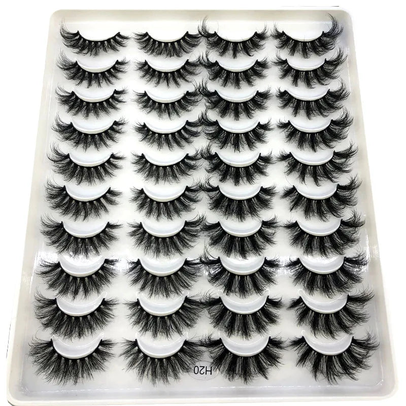 20 Pairs 3D Faux Mink Lashes Natural False Eyelashes Dramatic Fluffy Soft Wispy Volume Cross Reusable Eyelash MaKeup Tools