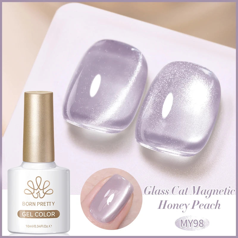 BORN PRETTY 10ml Autumn Gold Pink Glitter Cat Magnetic Gel Nail Polish Jelly Pink Semi Permanent Soak Off UV LED Varnish