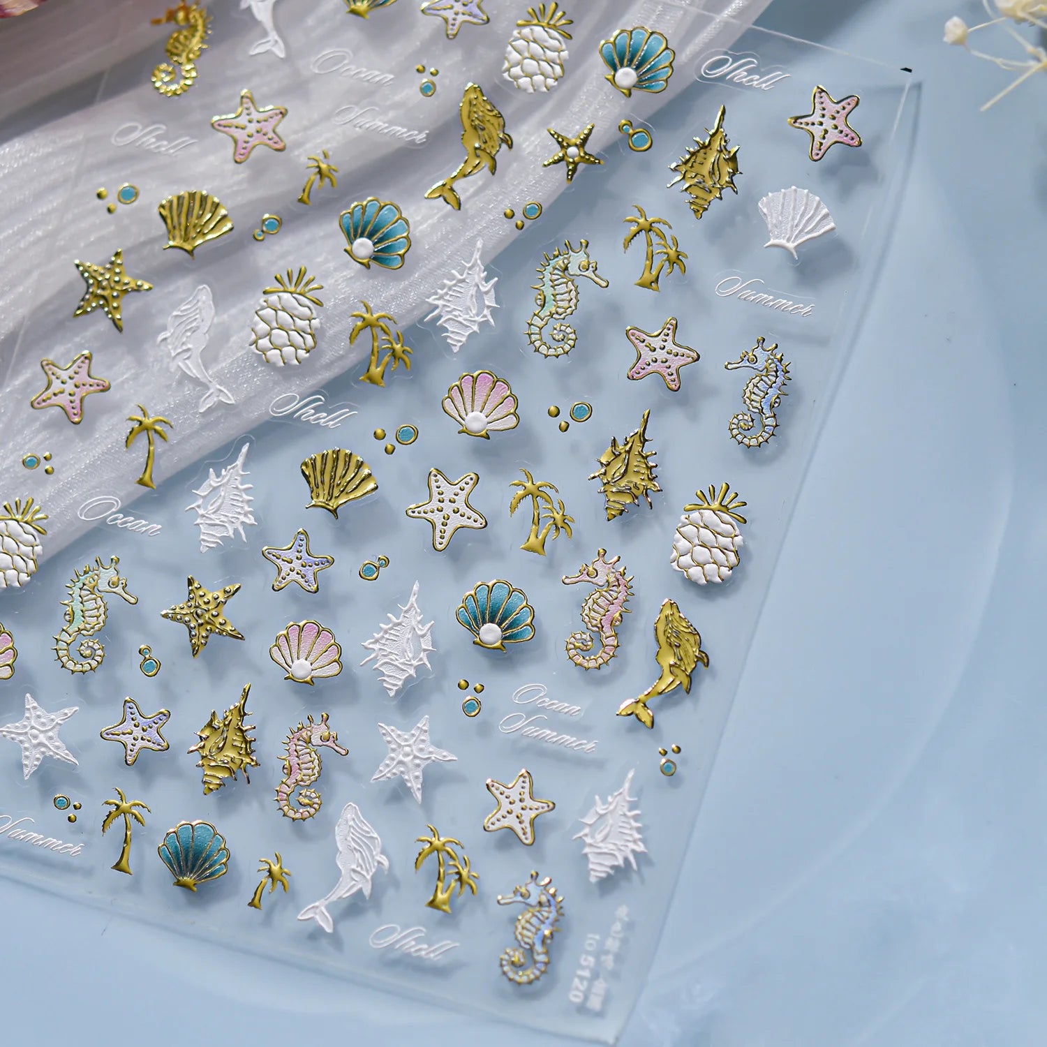 5D Rich Goldfish Nail Stickers Lotus Carp Ribbons Nail Art Appliqués Handmade Creative Nail Art Decorations
