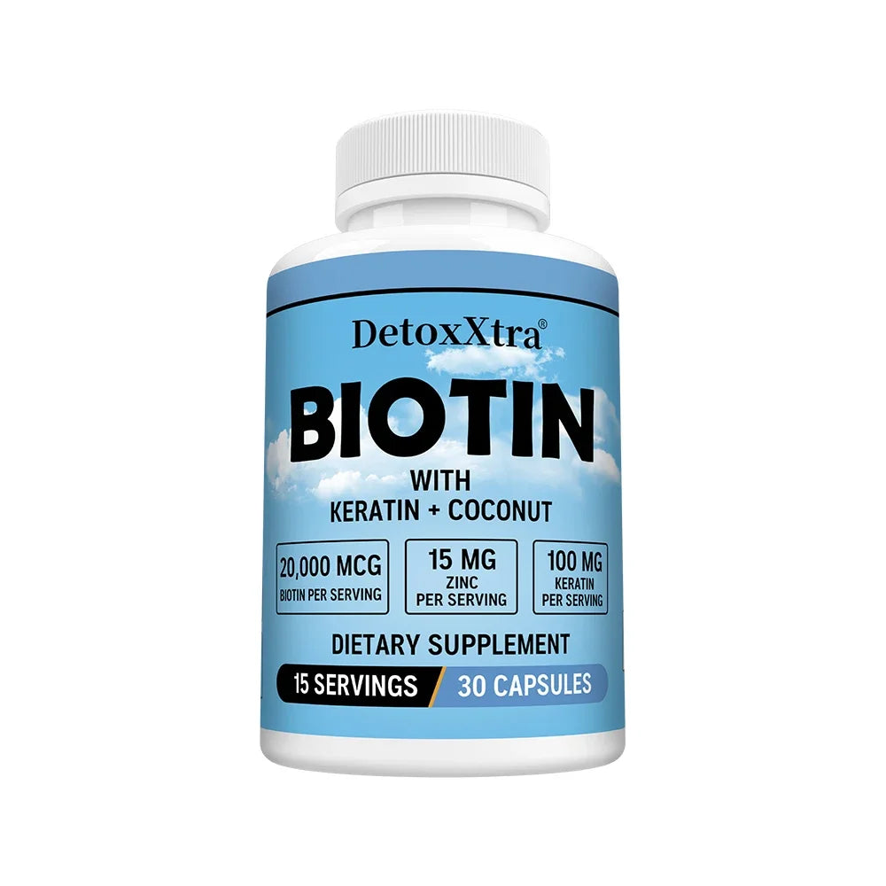 High Potency Biotin 20000 Mcg with Oil Vitamin, Keratin - Biotin Supplements for Hair Growth, Care Hair, Skin and Nails
