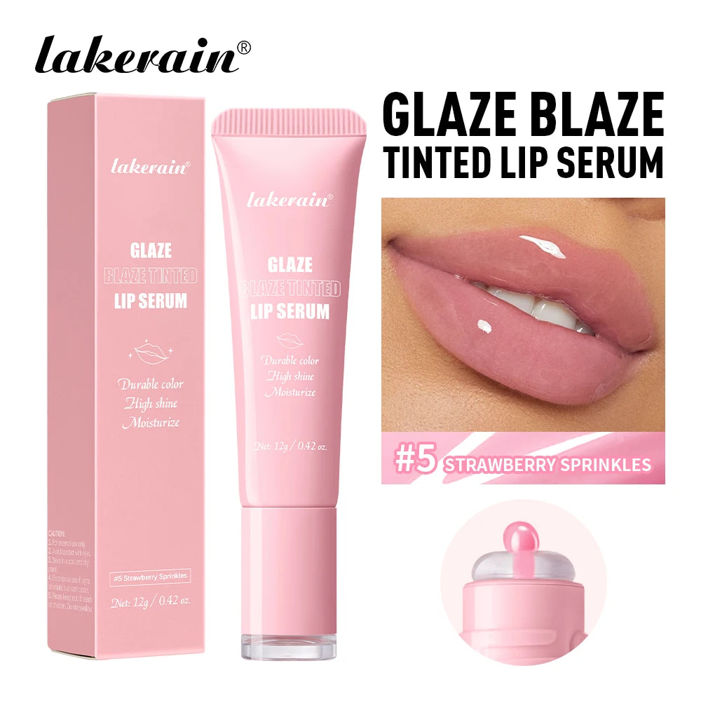 Lakerain Glaze Blaze Tinted Lip Serum Moisturizing Repairing Nourishing Lip Tint Glow Liquid Lip Gel Hydrating Lips Care Makeup