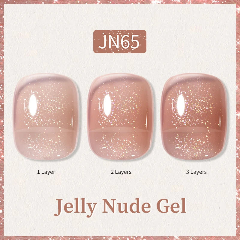 BORN PRETTY 10ml Glitter Pink Nude Jelly Nail Gel Polish Varnis Semi-permanent Sheer Translucent UV LED Soak Off Gel Polish
