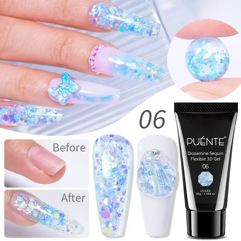 PUENTE 5ml Flower Fairy Gel Nail Polish Pink Blue Purple Natural Dried Flowers Gel For Nail Art Soak Off UV Varnish For Manicure