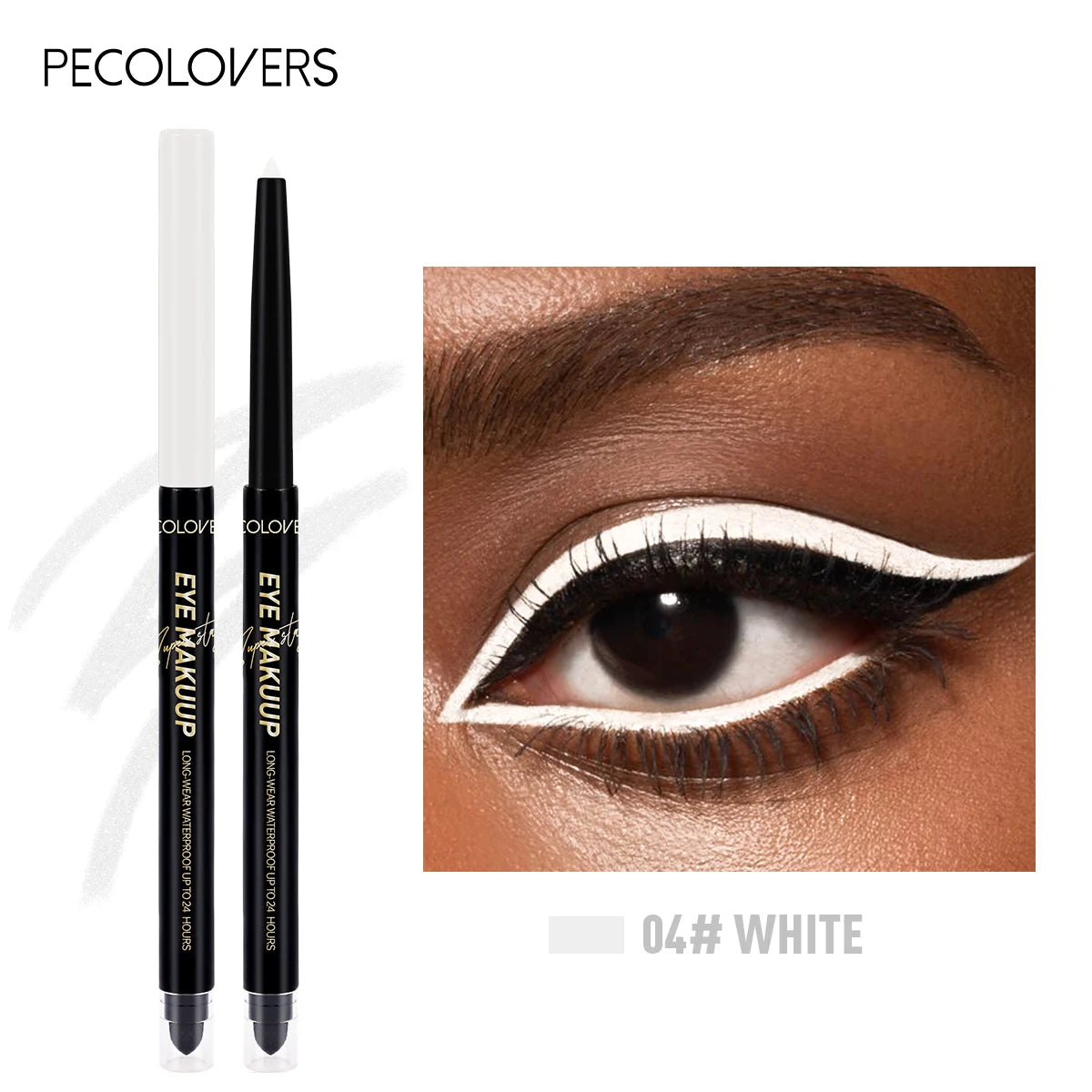 Dual-ended Black Gel Eyeliner Pencil, Waterproof Long-lasting Easy To Apply, Soft Cotton Head Eyeliner Pen, Smooth Eyeliner Pen
