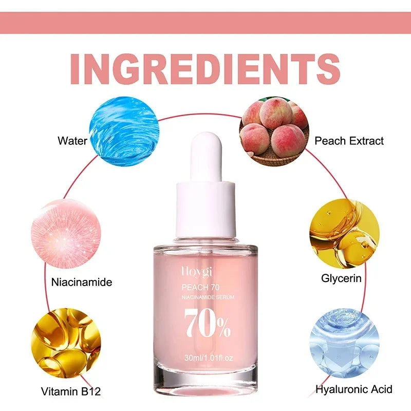 Moisturising Anti-Drying Facial Oil Increase Elasticity Smooth Softening Skin Care Peach 70% Niacinamide Serum 30ml
