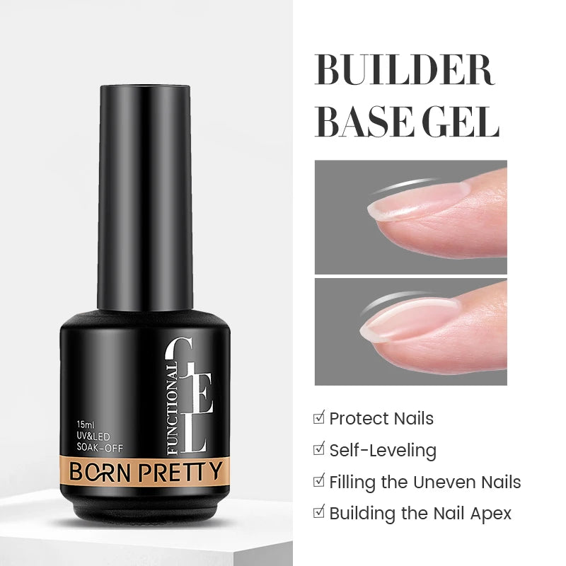 BORN PRETTY 15ml Jelly Color Rubber Base Gel Camouflage Color French Pink Milky Self-leveling UV Gel Varnish Soak Off Nail Art