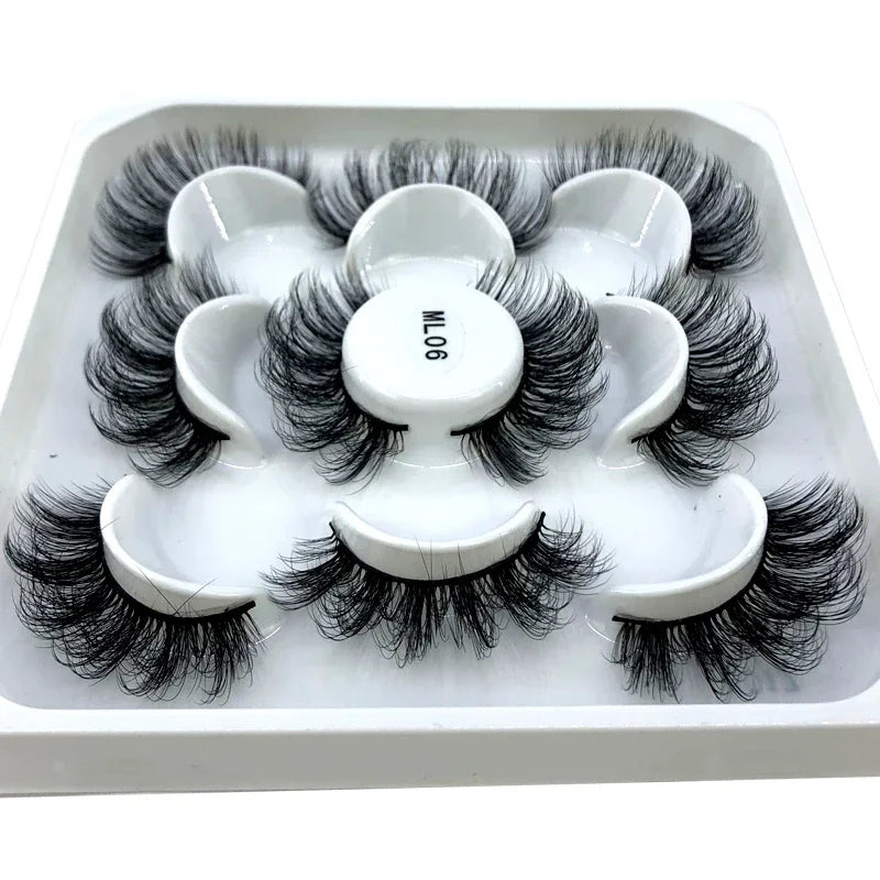 New 5 pairs of handmade mink eyelashes fake eyelashes natural nude makeup simulated cross messy eyes 3D curly eyelashes