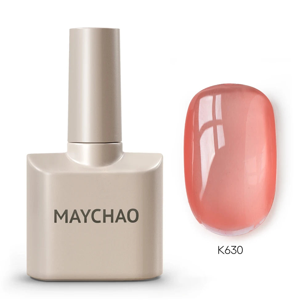 MAYCHAO Cherry Red Gel Nail Polish 12ml Glossy Semi Permanent Soak Off UV LED Frosted Gel Nails Base Painting Varnish