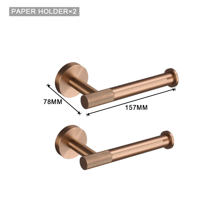 Brushed Rose Gold Accessories Set Toilet Brush Holder Toilet Paper Holder Towel Bar Rail Rack Hanger Hook Soap Dish Hardware