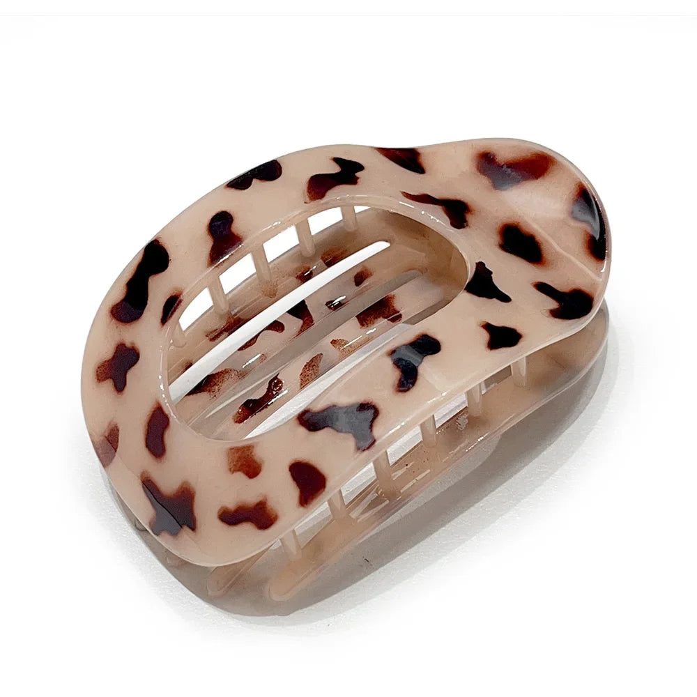 Leopard Matte Oval Hair Claw Clip for Women Fashion Curved Flat Acrylic Barrettes Styling Hair Accessories