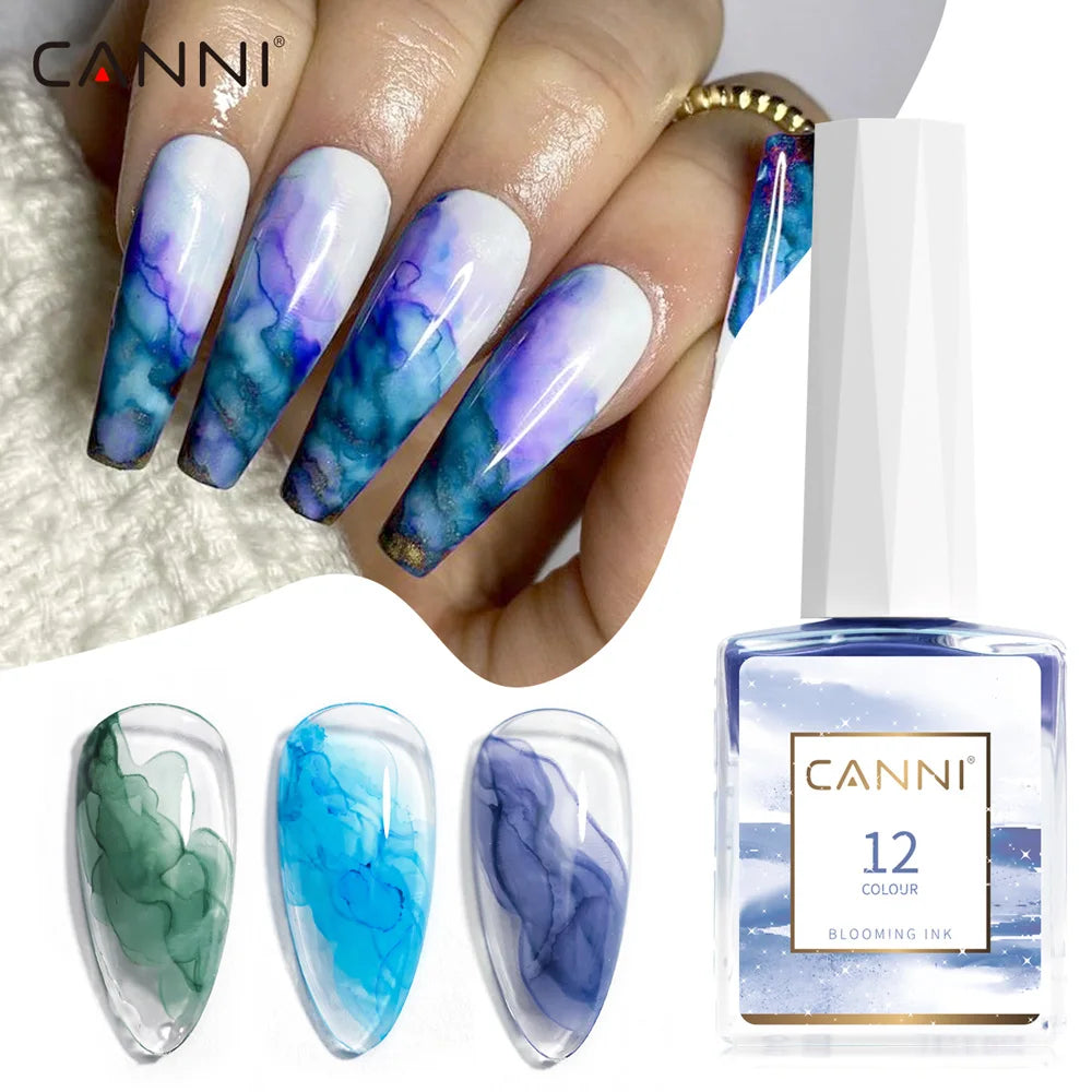CANNI Watercolor Nail Ink 9ml Venalisa Blossoming Effect Nails Art Design Natural Air Dry Nail Art Varnish Manicure Nail Gel