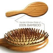 Natural Bamboo Air Cushion Hair Brush, Anti-Static Scalp Massage Detangle Comb