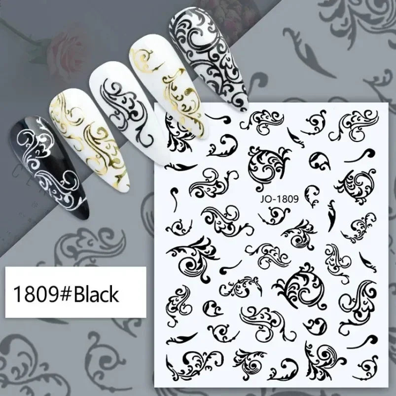 Cherry Blossom 3D Nail Stickers White Flower Petals Nail Art Decals Elegant Wedding Design Spring Sakura Manicure Slider Decor