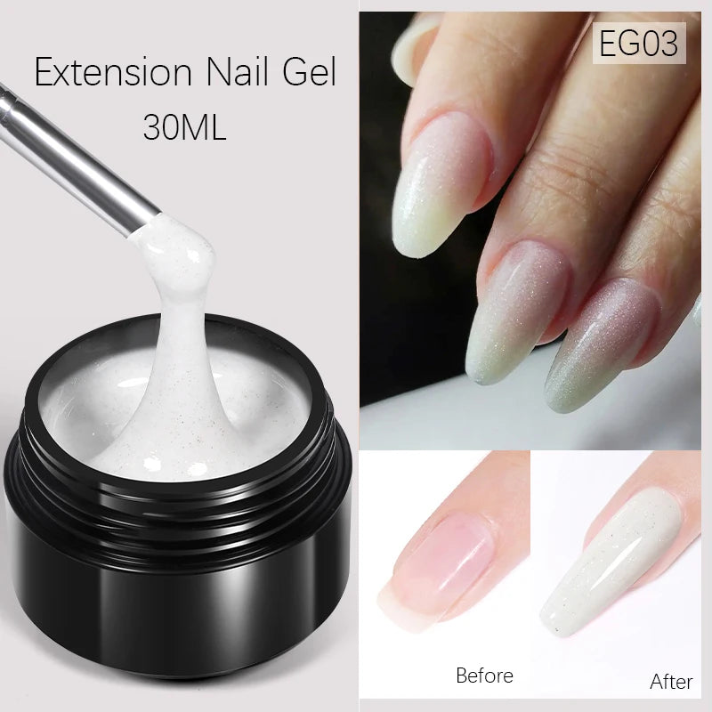 BORN PRETTY 30ml Nail Extension Gel Glitter Soak Off Nail Acrylic Crystal Building UV Gel for Nails Quick Extension Manicure