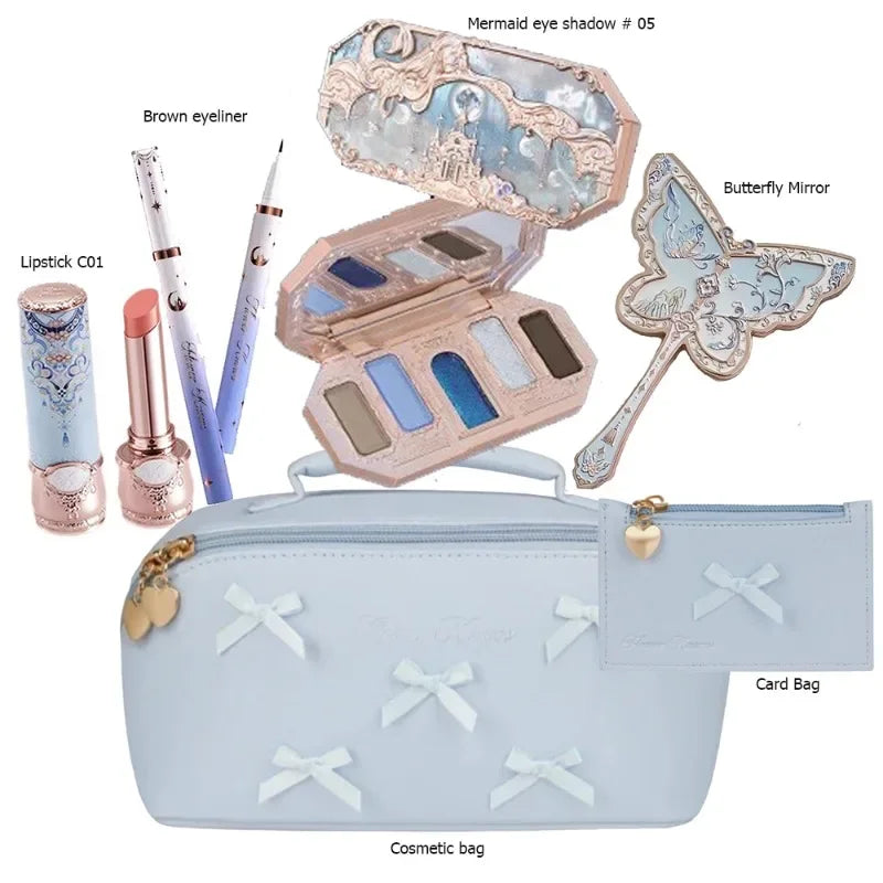 Makeup Flower Knows Set Swan Ballet Series Six Color Eyeshadow Palette Embossed Blusher Shine Lipstick Kit With Bag All In