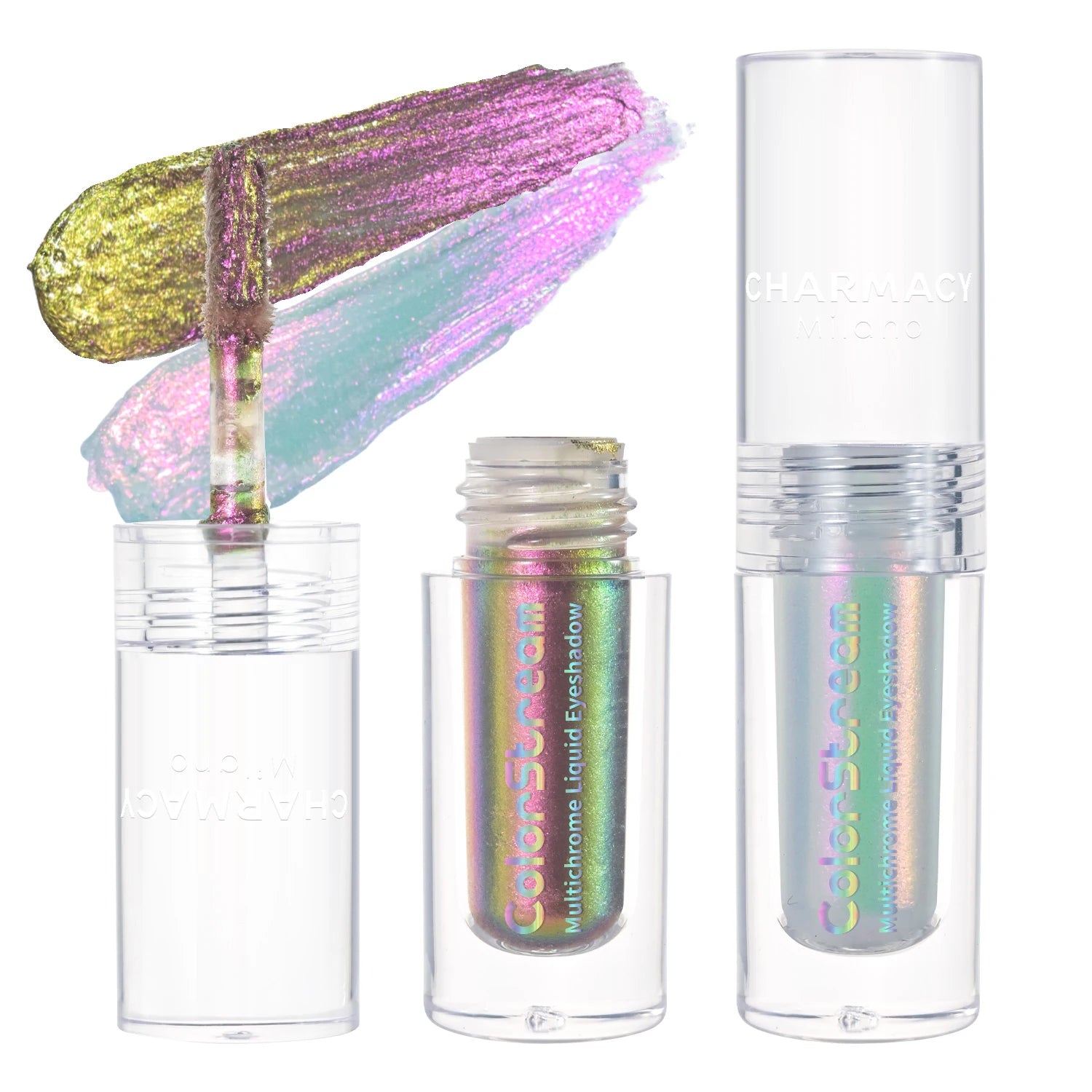 CHARMACY 2pcs/set Multichrome Eyeshadow Liquid 1.5ml Waterproof Longstay Glitter Eye Shadow High Gloss Christmas Holiday Makeup