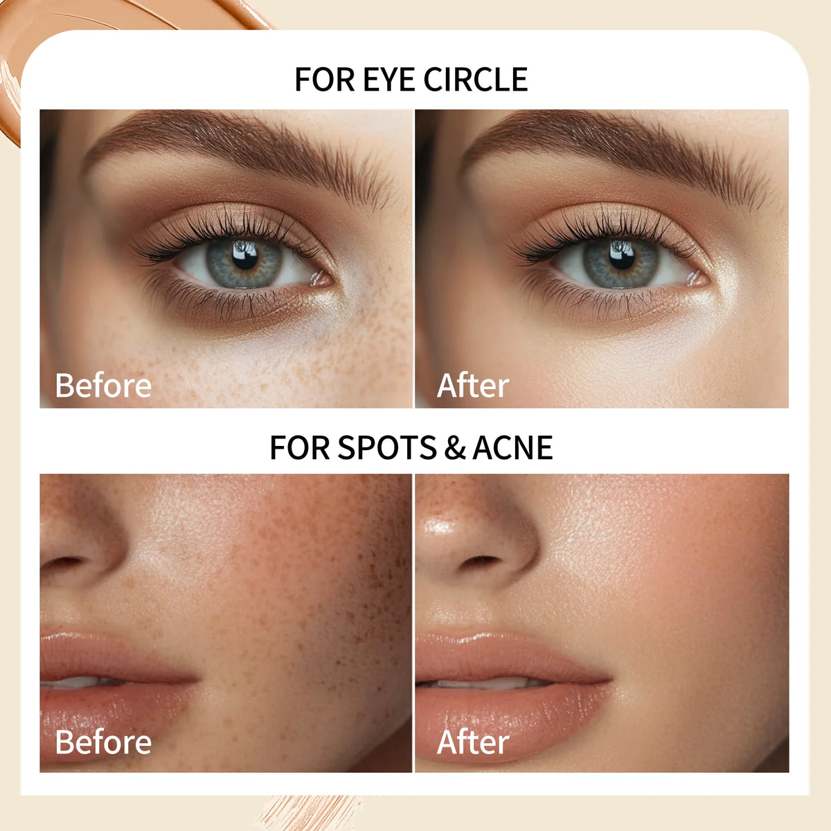 Waterproof & Sweatproof Concealer Cream - Tattoo coverage, Long-Lasting Foundation, Natural,Full coverage, All Skin Types