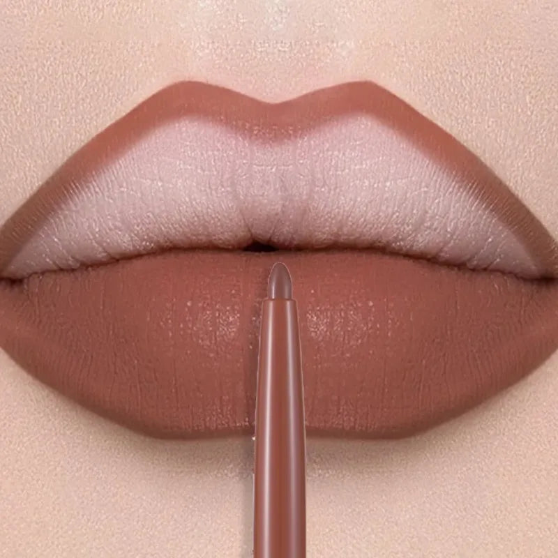 12 Colors Lip Liner Lipstick Pen Long-Lasting Waterproof Sweatproof Lip Contouring Pen Matte Velvet Non-fading Color Lips Makeup