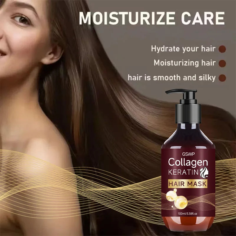GSWP 7-in-1 Collagen Hair Mask: Lightweight & Residue-Free, Suitable for All Hair Types, an Excellent Gift Choice. 100ml