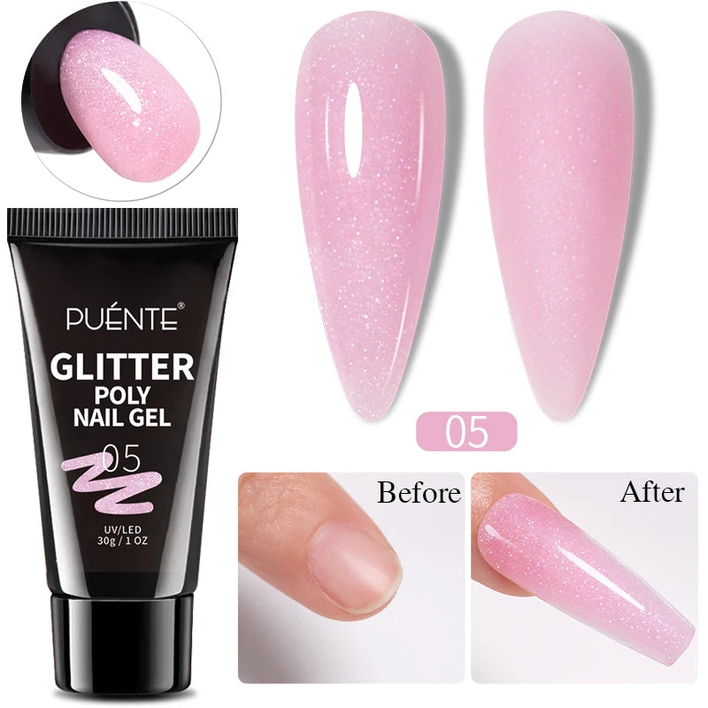 PUENTE 5ml Flower Fairy Gel Nail Polish Pink Blue Purple Natural Dried Flowers Gel For Nail Art Soak Off UV Varnish For Manicure