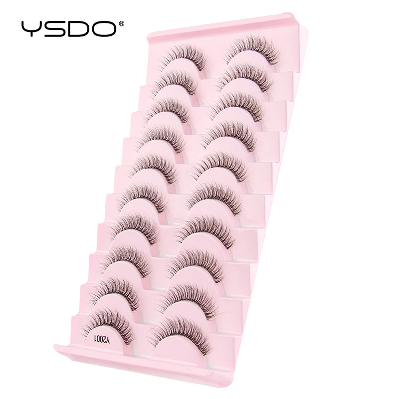 YSDO False Lashes 5/10 Pairs Half Lashes Natural Long Cat Eye Lashes 3D Mink Eyelashes Full Strip Lashes Extension Makeup Tools