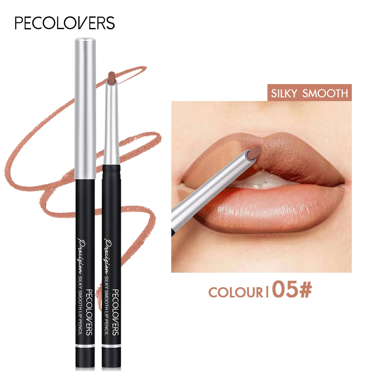 Long Lasting Velvety Lip Liner &Eyeliner Waterproof Sweatproof Dual-Purpose Easy Glide Nude Lipstick Pen Makeup Tool