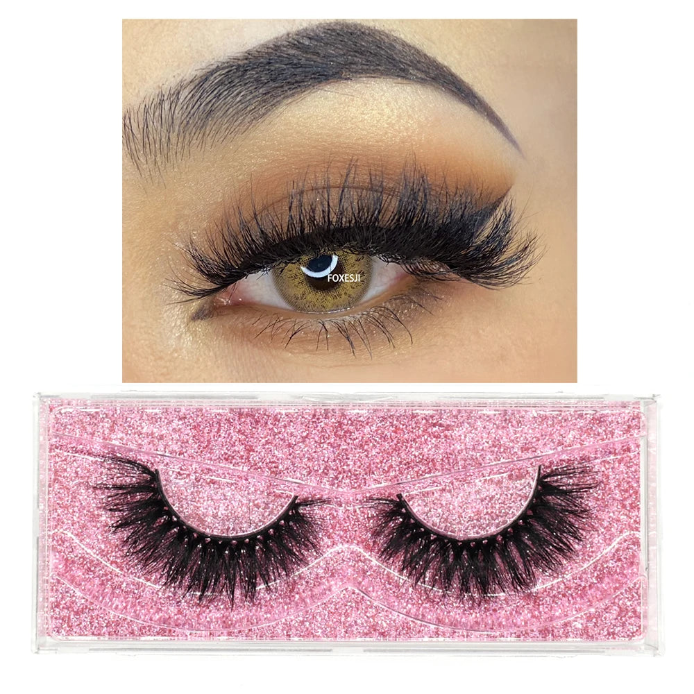 FOXESJI Makeup Eyelashes 3D Mink Lashes Natural Long Lasting Wispy Soft Eyelash Extension Fluffy Eye Lashes Mink False Eyelashes