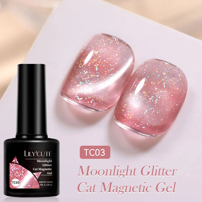 LILYCUTE 7ML Ocean Blue Cat Magnetic Gel Nail Polish Sparkling Glimmer Gel Polish Semi Permanent UV Magnet Gel Varnish Nail Art