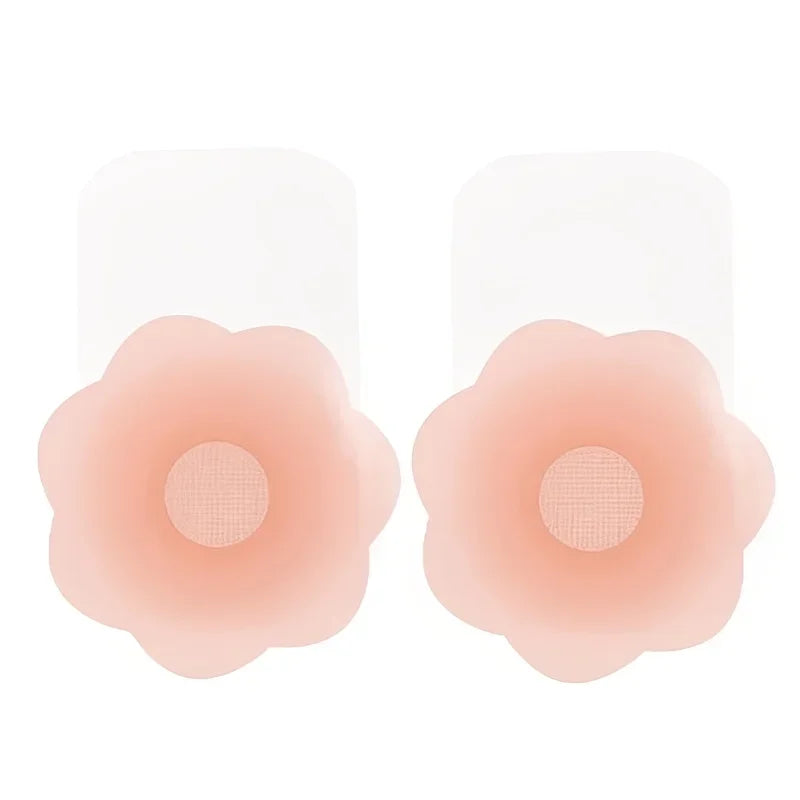 2Pieces/Set Of Circular Flower Shaped Women'S Silicone Pull-Up Chest Patch Ultra-Thin Anti Convex Solid Adhesive New Reusable