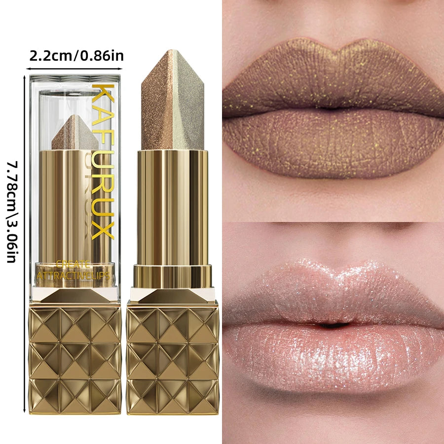 4 Color Glitter Two Tone Lipstick Matte Pearlescent Lip Tint,Shiny Metallic Lip Senior Lip Korean Makeup Gifts Lip Gloss Lip Oil