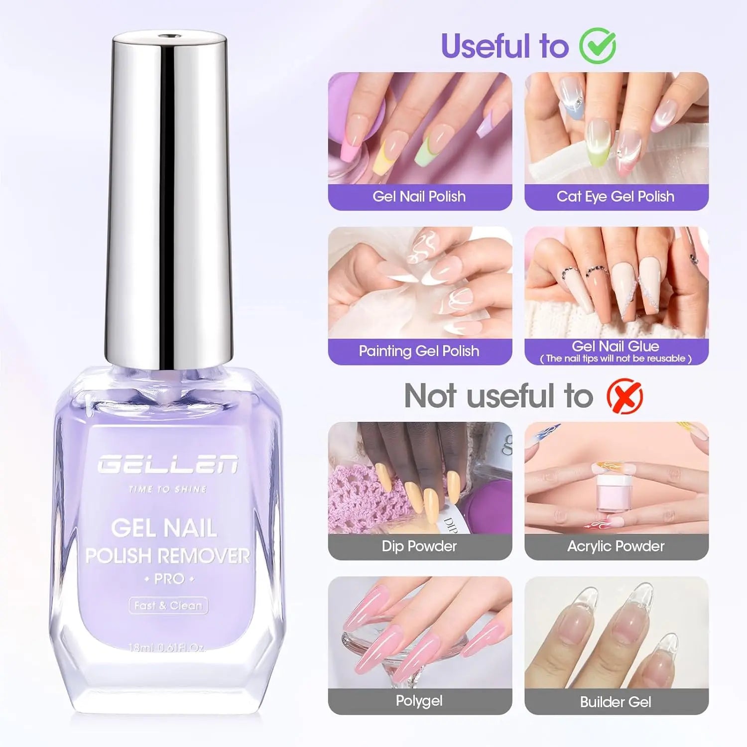 18ml Gel Nail Polish Remover UV Gel Polish Fast Remove No Soaking Needed Professional Nail Art Remover Kit for Home Salon