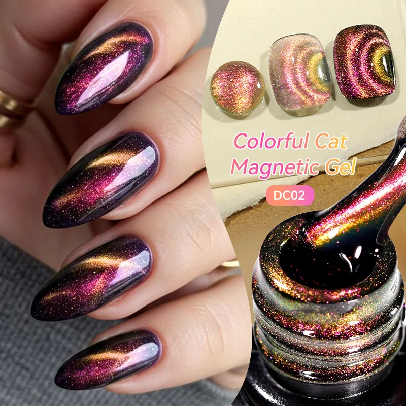 LILYCUTE 7ml Colorful Cat Magnetic Nail Gel Polish Chameleon 9D Glitter Soak Off UV LED Eye Gel Nail Art Varnish