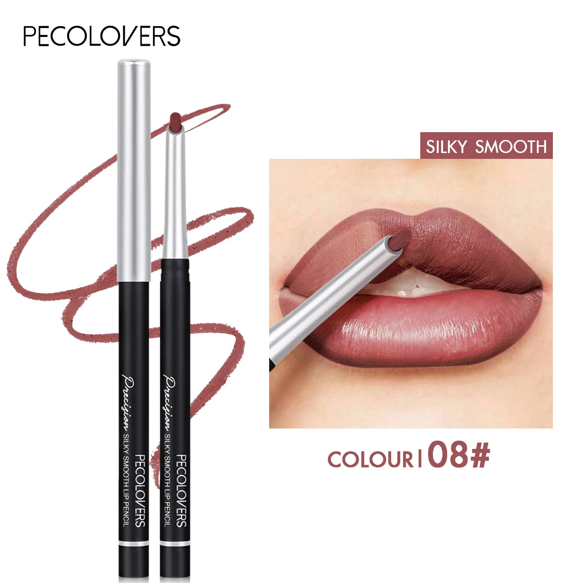 Long Lasting Velvety Lip Liner &Eyeliner Waterproof Sweatproof Dual-Purpose Easy Glide Nude Lipstick Pen Makeup Tool