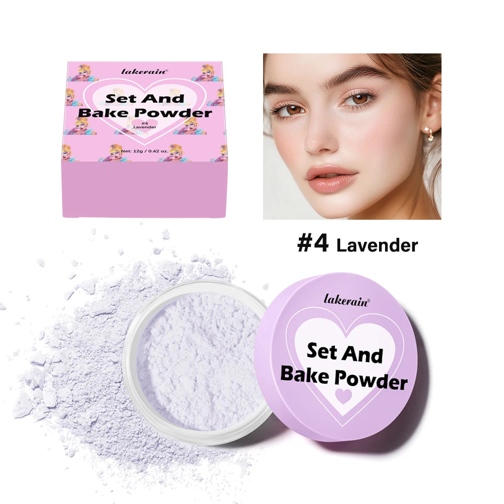Long Lasting Bake Setting Powder and Puff Puff Pass Set 5 Colors Oil-Absorbing Matte Finish Locks Setting Face Cosmetics kimchi