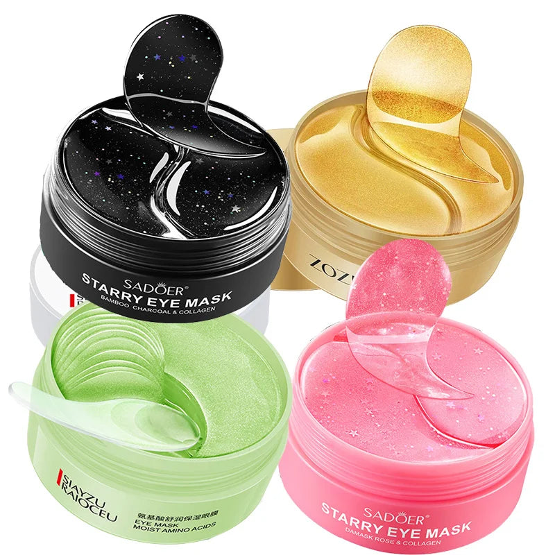 240pcs=120pairs Eye Patches Hyaluron Acid & Gold & Seaweed & Cucumber Hydrating Milk Moisturizing Crystal Collagen Gel Eye Mask