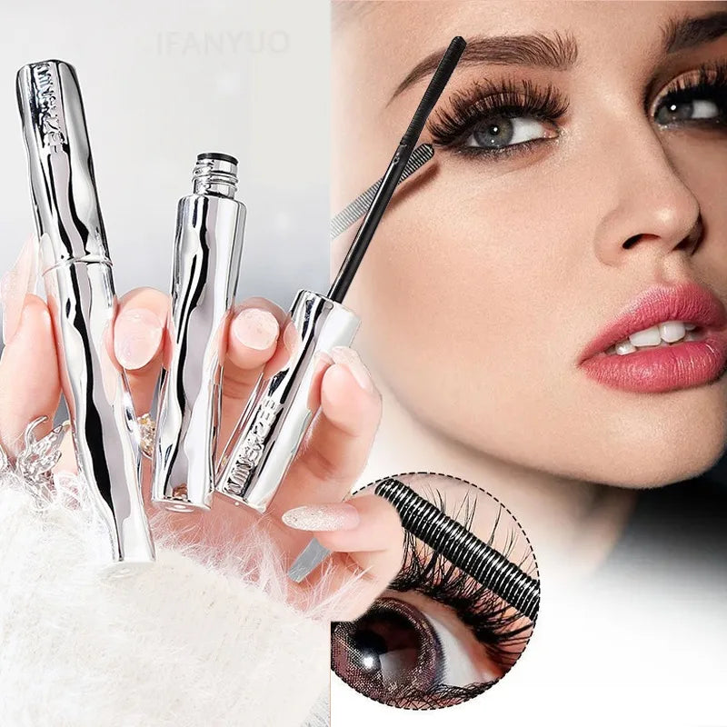 Steel Tube Mascara Silk Fiber Ultra-Fine Spiral Brush Black Waterproof Lasting Curling Fast Dry Eyelash Extensions Eyes Makeup